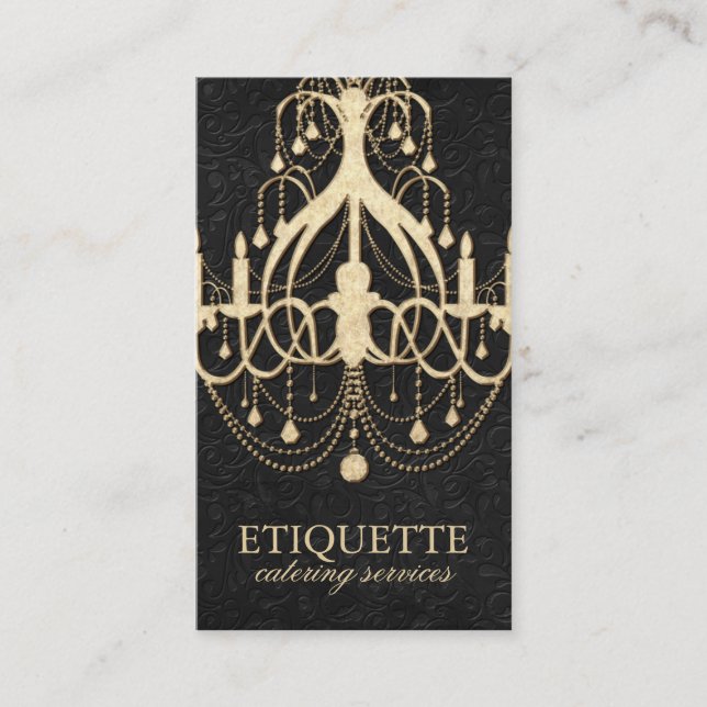Elegant Gold Chandelier Business Card (Front)