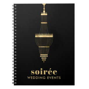 Elegant Gold Chandelier Wedding Events Planner Notebook