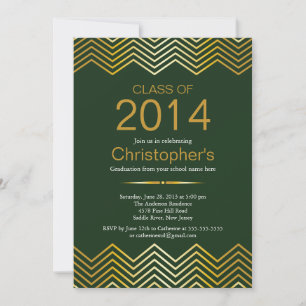 Elegant Gold Chevron Graduation Party Invitation