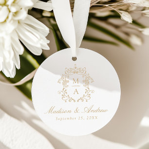 Elegant Gold Chinoiserie Crest Monogram Wedding Favour Tags