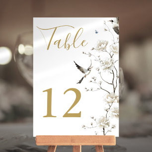 Elegant Gold Chinoiserie Floral Table Numbers