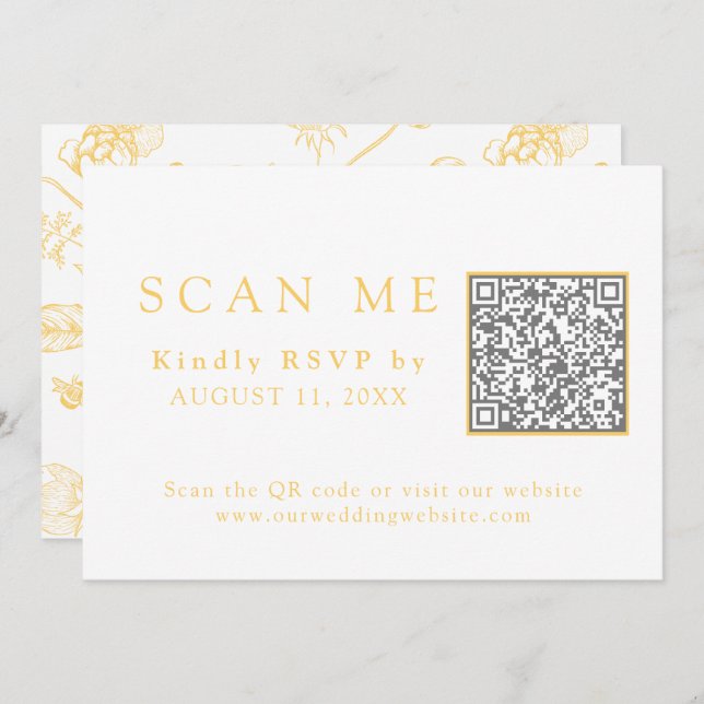 Elegant Gold Chinoiserie QR Code Wedding RSVP Invitation (Front/Back)
