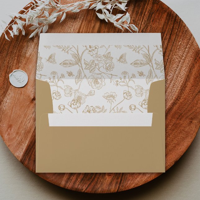 Elegant Gold Chinoiserie Victorian Floral Wedding Envelope (Creator Uploaded)