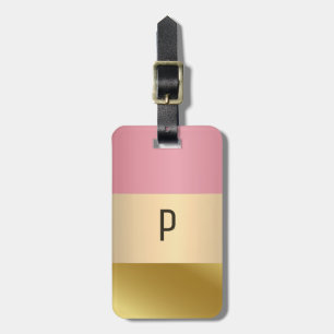 Elegant Gold Chopper Pink Metallic monogram Name Luggage Tag