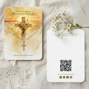 Elegant Gold Christian Cross Jewellery Display TMF Business Card