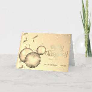 Elegant Gold Christmas Balls Shiny Christmas Holiday Card