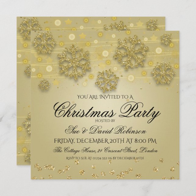 Elegant Gold Christmas Holiday Party Invitation (Front/Back)