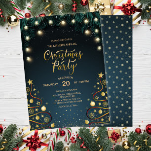 Elegant Gold Christmas House Corporate Party Invitation