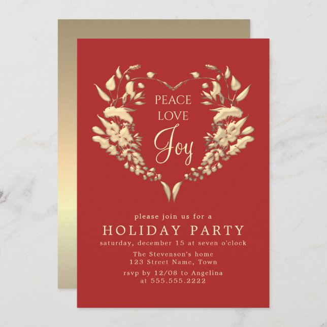 Elegant Gold Christmas Invitation (Front/Back)