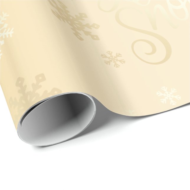 Elegant Gold Christmas Let It Snow & Snowflakes Wrapping Paper (Roll Corner)