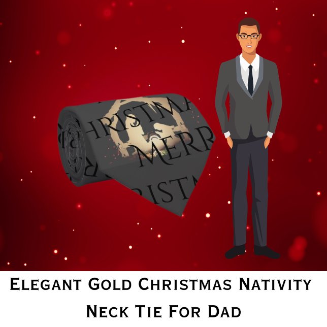 Elegant Gold Christmas Nativity  Tie (Elegant Gold Christmas Nativity Neck Tie)