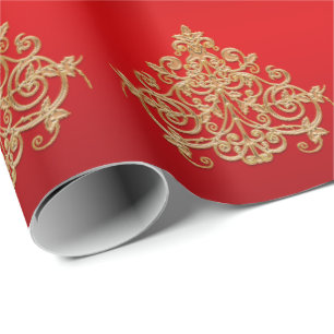 Elegant Gold Christmas Ornament Pattern Wrapping Paper