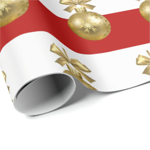 Elegant Gold Christmas Ornament Pattern Wrapping Paper