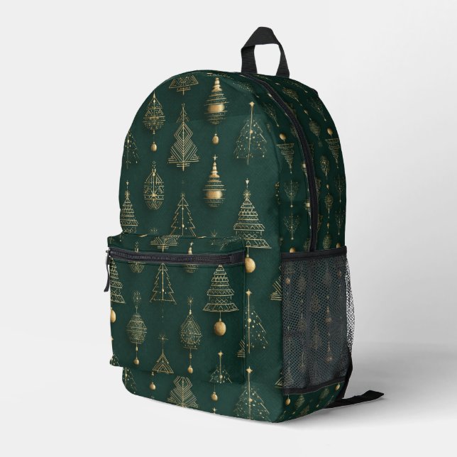 Elegant Gold Christmas Ornaments Pattern Printed Backpack (Back Corner Right)