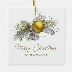 Elegant gold Christmas Party Ceramic Ornament