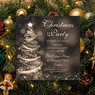 Elegant Gold Christmas Party Sparkle Invitation