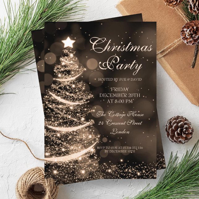 Elegant Gold Christmas Party Sparkle Invitation (Elegant Gold Christmas Party Sparkle Invitation)