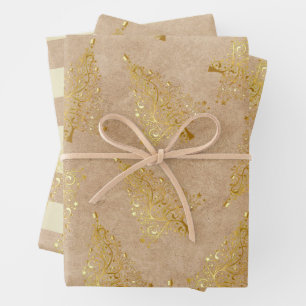 Elegant gold Christmas pattern   Wrapping Paper Sheet