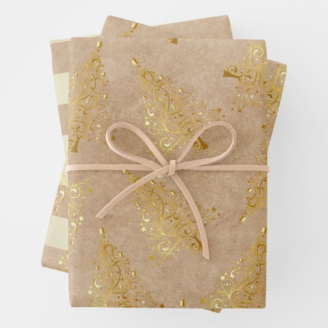 Elegant gold Christmas pattern   Wrapping Paper Sheet (In situ)