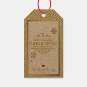 Elegant Gold Christmas Poinsettia Flower Gift Tags