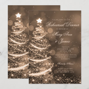 Elegant Gold Christmas Rehearsal Dinner Invitation