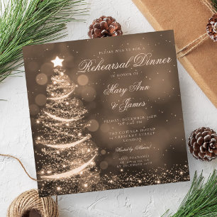 Elegant Gold Christmas Rehearsal Dinner Invitation