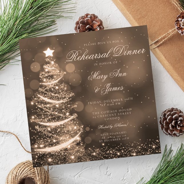 Elegant Gold Christmas Rehearsal Dinner Invitation (Elegant Gold Christmas Rehearsal Dinner Invitation)