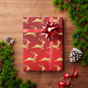 Elegant Gold Christmas reindeer pattern Wrapping Paper