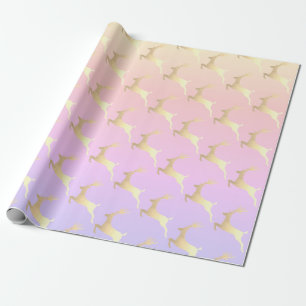 Elegant Gold Christmas Reindeer Pattern Wrapping Paper