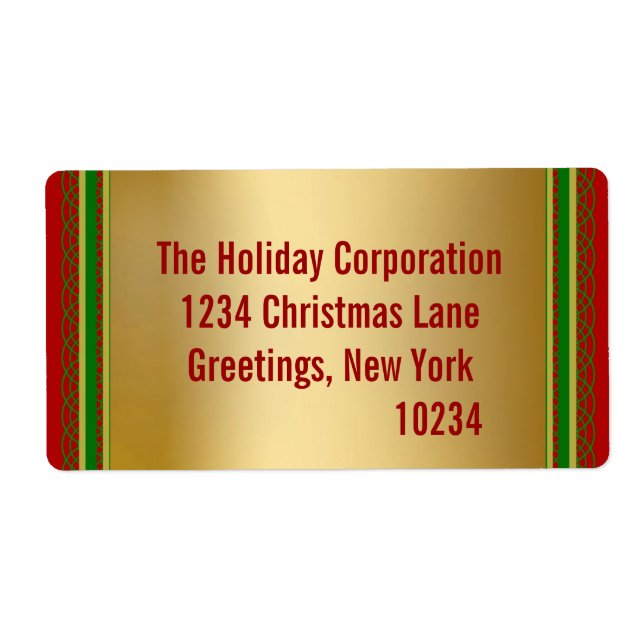 Elegant Gold Christmas Return Address Labels (Front)