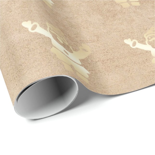 Elegant Gold Christmas Santa Pattern Wrapping Paper (Roll Corner)