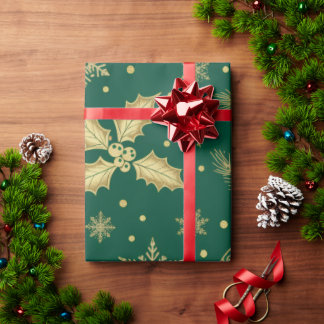 Elegant Gold Christmas Seamless Pattern – Luxury H Wrapping Paper
