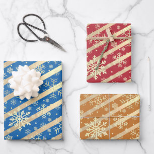 Elegant Gold Christmas Snowflake Pattern  Wrapping Paper Sheet