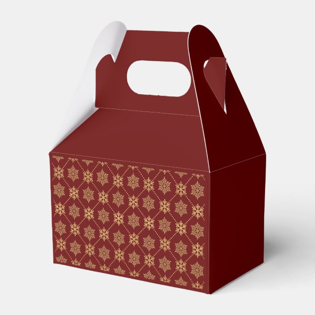 Elegant Gold Christmas Snowflakes Pattern Favour Box (Back Side)