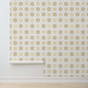 Elegant Gold Christmas Snowflakes Pattern Wallpaper