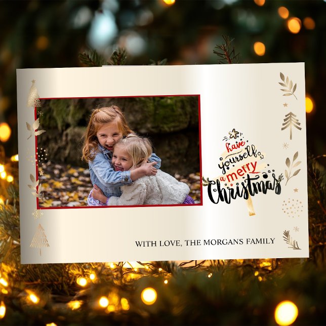 Elegant Gold Christmas Tree,Branches,Your Photo (Creator Uploaded)