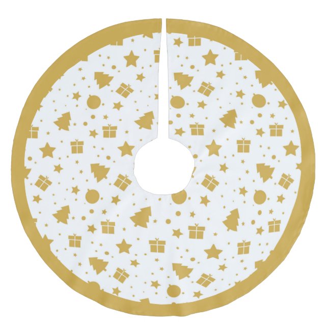 Elegant Gold Christmas Tree Gifts  Brushed Polyester Tree Skirt (Front)
