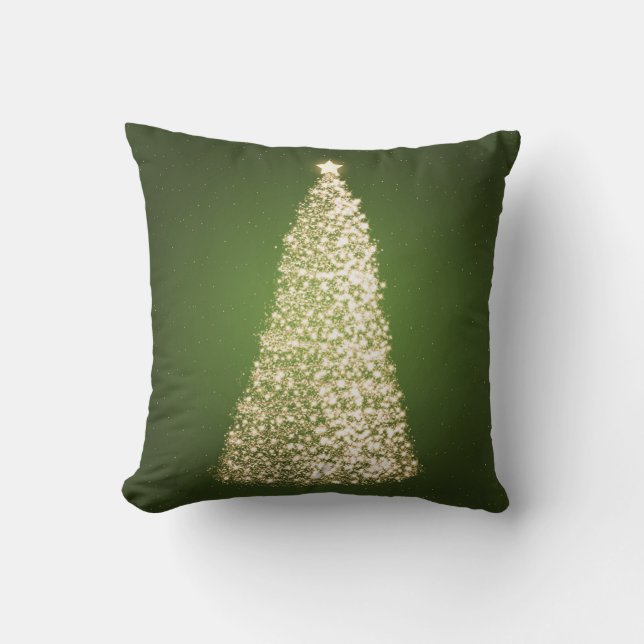 Elegant Gold Christmas Tree Green Cushion (Front)