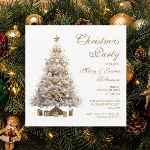 Elegant Gold Christmas Tree Holiday Party Invitation