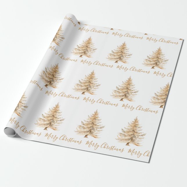 Elegant Gold Christmas Tree Holiday Wrapping Paper (Unrolled)