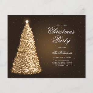 Elegant Gold Christmas Tree Invite Program Menu