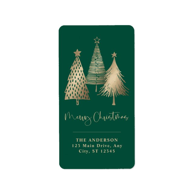 Elegant Gold Christmas Tree Merry Christmas   Label (Front)