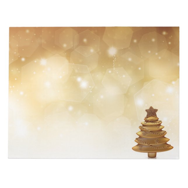 Elegant Gold Christmas Tree Notepad (Front)