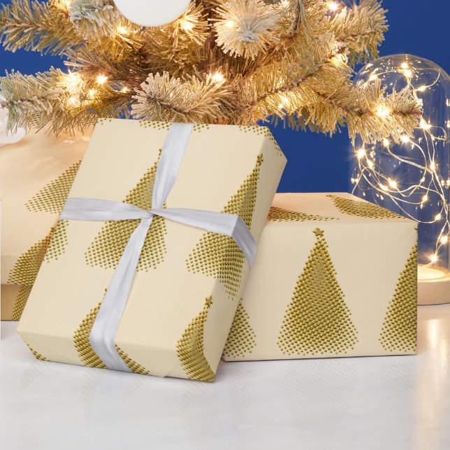 Elegant Gold Christmas Tree Pattern Wrapping Paper (Holidays)