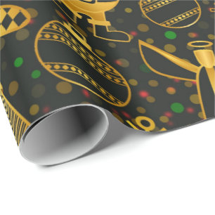 Elegant Gold Christmas Tree Pattern Wrapping Paper