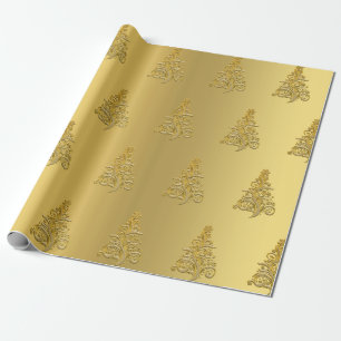 Elegant Gold Christmas Tree pattern Wrapping Paper