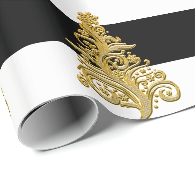 Elegant Gold Christmas Tree pattern Wrapping Paper (Roll Corner)