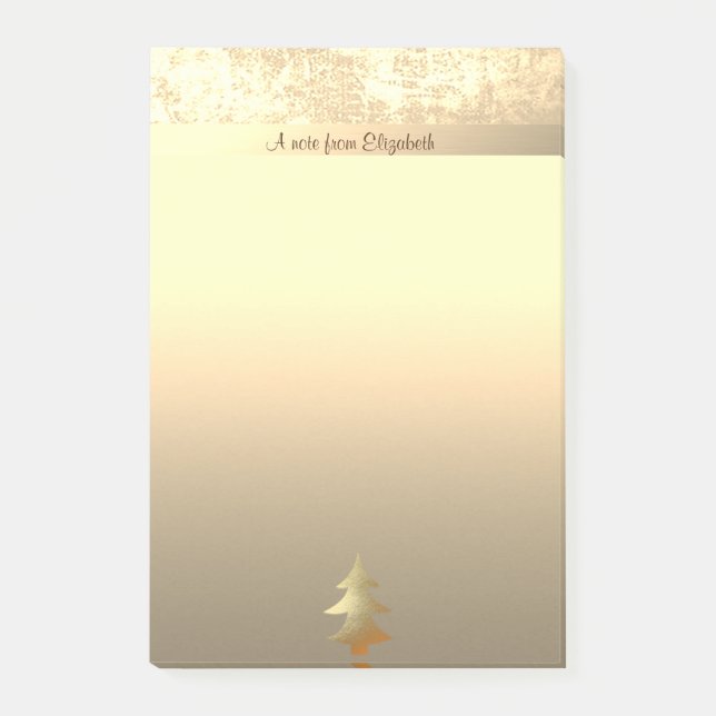 Elegant Gold Christmas Tree - Personalised Post-it Notes (Front)