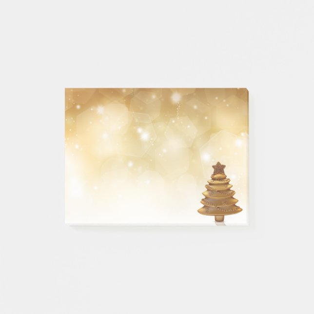 Elegant Gold Christmas Tree Post-it Notes (Front)
