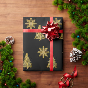 Elegant Gold Christmas Tree Snowflake   Wrapping Paper